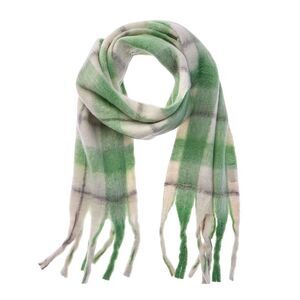 La Fiorentina Fringe Plush Scarf, Green